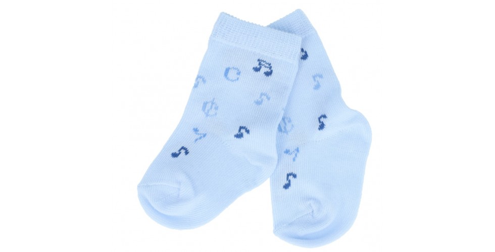 Baby Socks Music Notes Light Blue