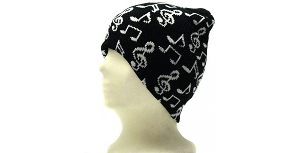 Beanie hat with G-Clef & Music Notes