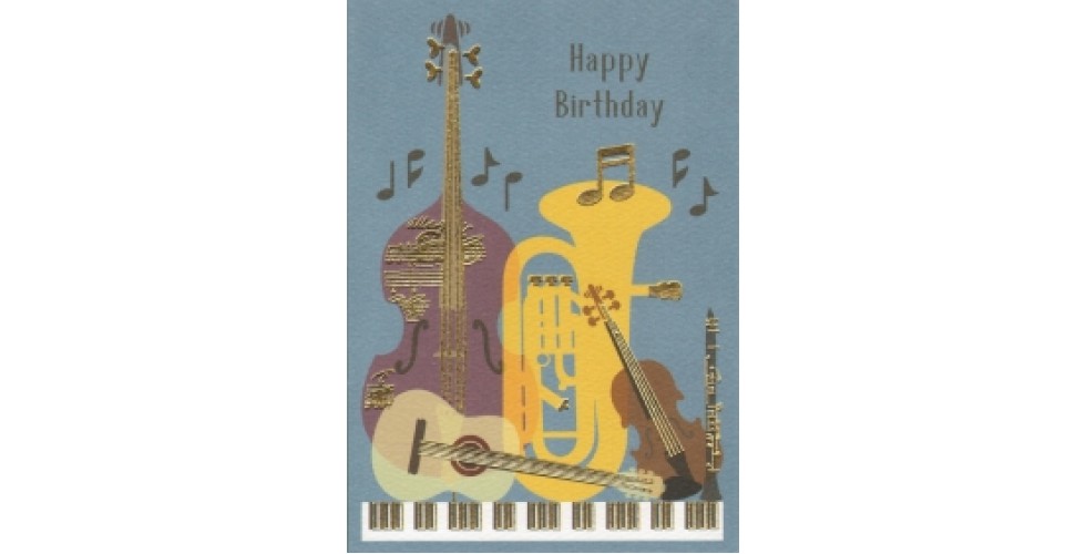 Greetings Card Birthday Music Instruments Clearwat