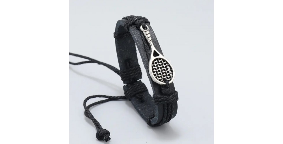 Bracelet with hand-woven Tennis racket